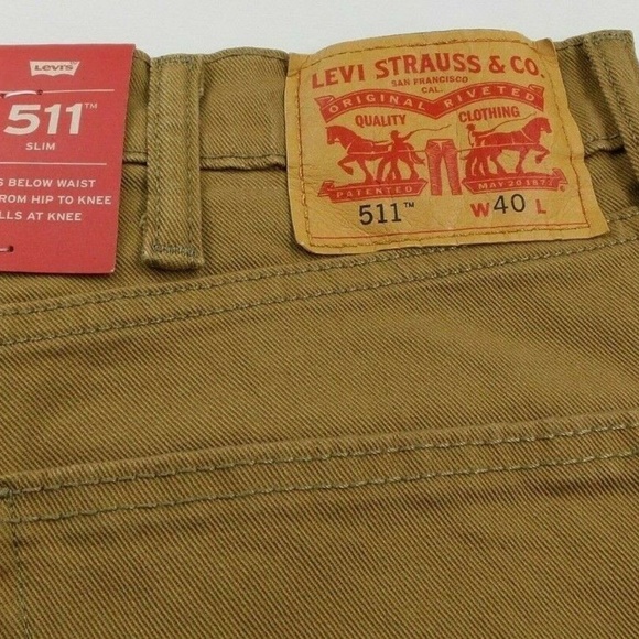 Levis 511 Men's Slim Cutoff Shorts 40 Brown New - Picture 5 of 8